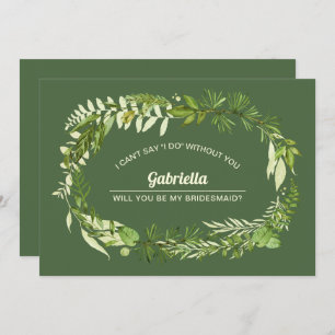 Werden Sie meine Bridesmaid sein? Grünes botanisch Einladung