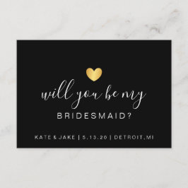 Werden Sie meine Bridesmaid sein - Herz-Gelb-Gold Einladung