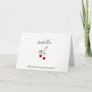 Werden Sie meine Bridesmaid sein - rote Herzen? Einladung