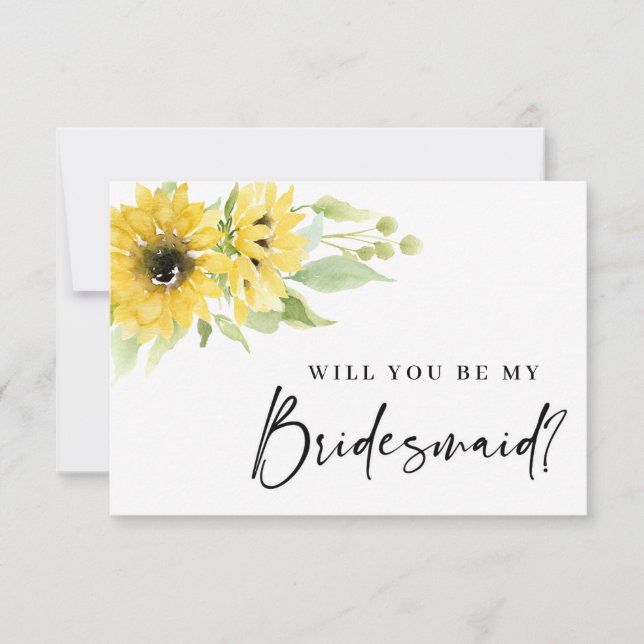 Werden Sie meine Bridesmaid-Sonnenblumenkarte sein Einladung (Vorderseite)