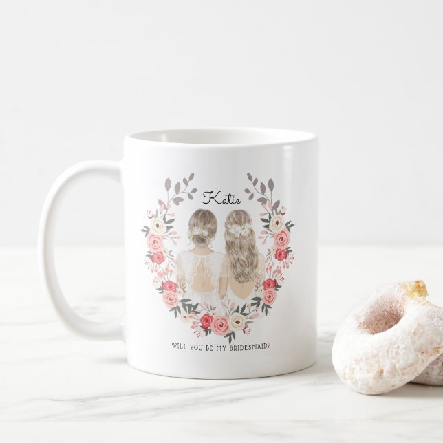 Werden Sie meine Bridesmaid/Trauzeugin Vorschlag C Kaffeetasse (Mit Donut)