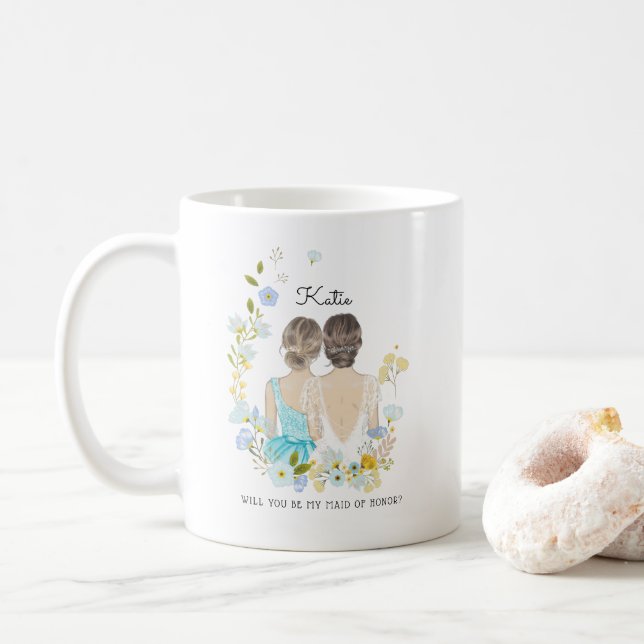 Werden Sie meine Bridesmaid/Trauzeugin Vorschlag C Kaffeetasse (Mit Donut)