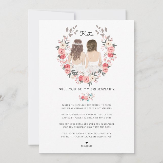 Werden Sie meine Bridesmaid/Trauzeugin Vorschlag I Einladung (Vorderseite)