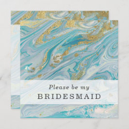 Werden Sie meine Bridesmaid Turquoise & Gold Card Einladung