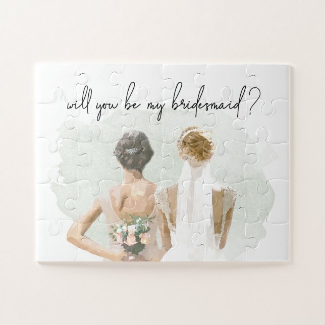 Werden Sie meine Bridesmaid-Vorschlag Wasserfarbe Puzzle (Horizontal)