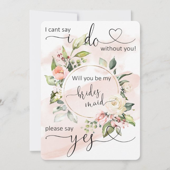 Werden Sie meine Bridesmaid-Vorschlagskarte sein? Einladung (Vorderseite)