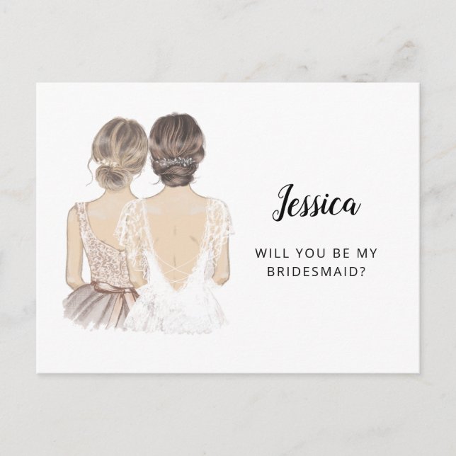 Werden Sie meine Bridesmaid-Vorschlagskarte sein Postkarte (Vorderseite)