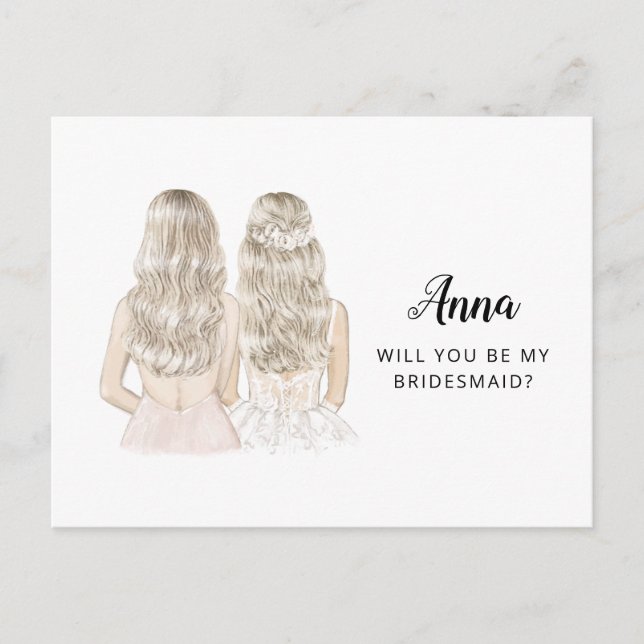 Werden Sie meine Bridesmaid-Vorschlagskarte sein Postkarte (Vorderseite)