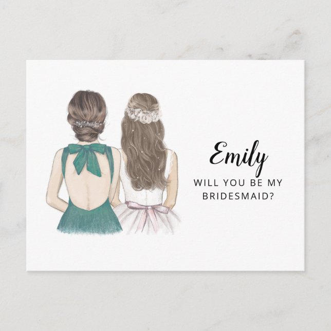 Werden Sie meine Bridesmaid-Vorschlagskarte sein Postkarte (Vorderseite)