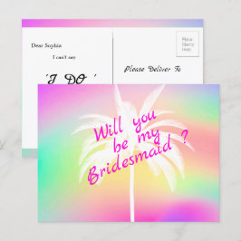 Werden Sie meine Bridesmaid White Palm Einladung? Einladungspostkarte