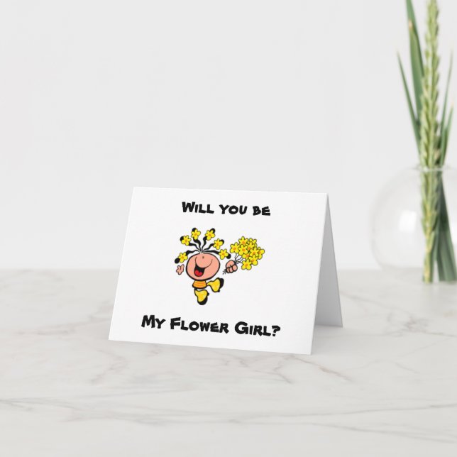 Werden Sie meine Cartoon-Karte für die Blumenmädch Einladung (Vorderseite)