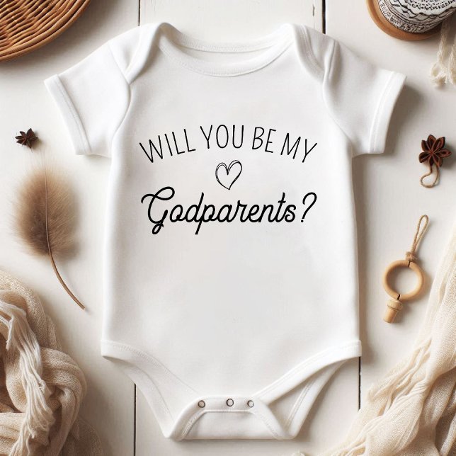 Werden Sie meine Eltern sein? Schwangerschaftsankü Baby Strampler (Will You Be My Godparents? Pregnancy Announcement Baby Bodysuit)