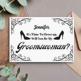 werden Sie meine Groomswoman Retro-Skript Vorschla Einladung