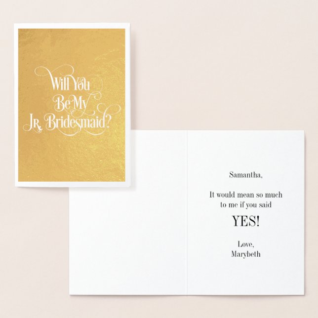 Werden Sie meine Jr Bridesmaid Gold Foil Card sein Folienkarte (Anzeige)