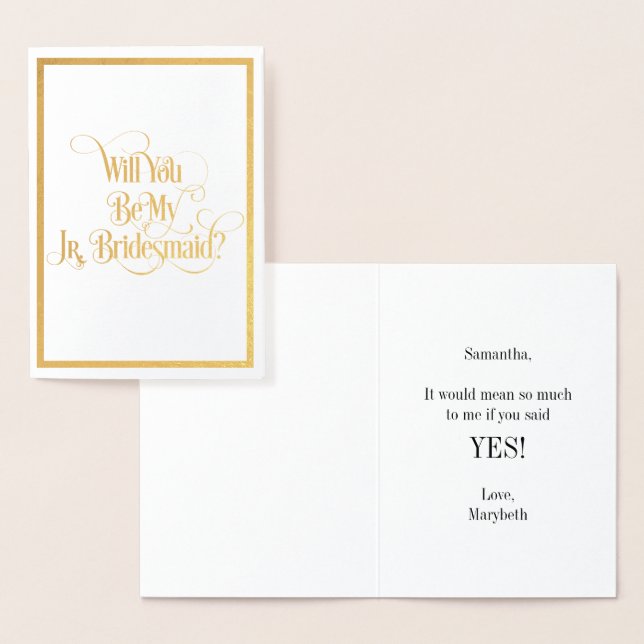 Werden Sie meine Jr Bridesmaid Gold Foil Card sein Folienkarte (Anzeige)