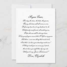 Werden Sie meine Junior Birdesmaid Script Poem Car