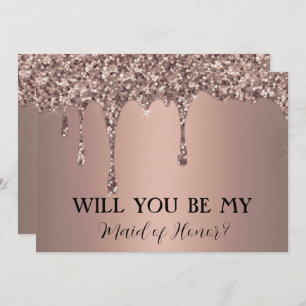 Werden Sie meine Rose Gold Sparkle Glitzer Tropfen Save The Date