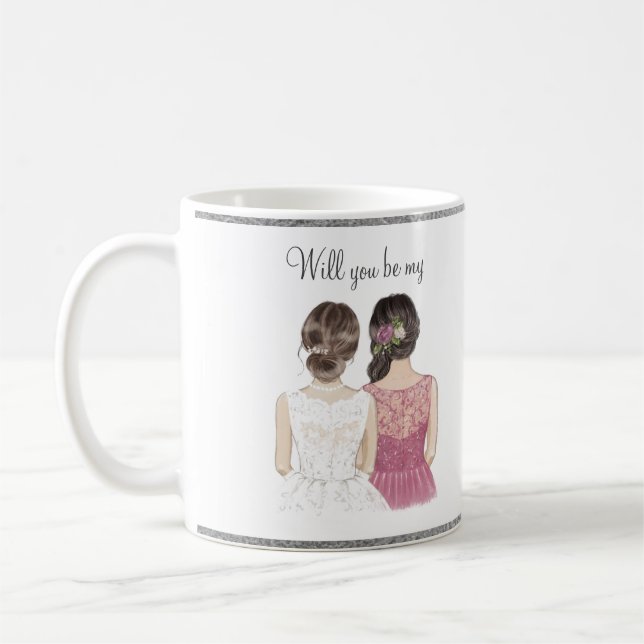 Werden Sie meine Trauzeugin Aquarell sein? Kaffeetasse (Links)