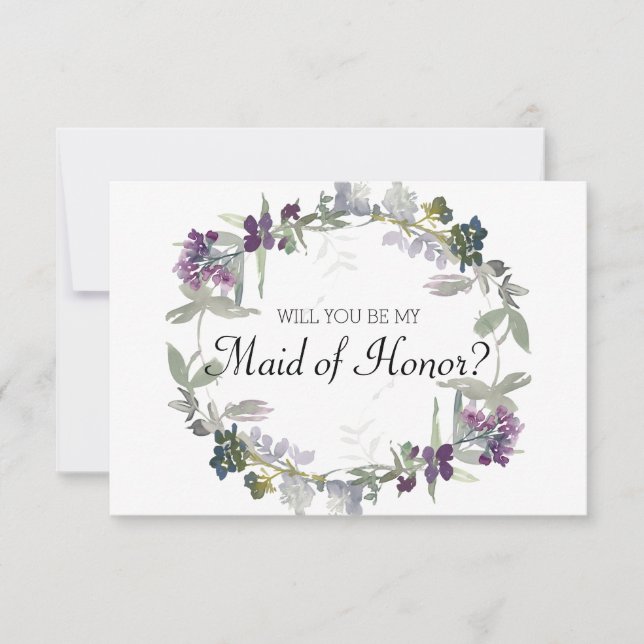 Werden Sie meine Trauzeugin Aquarelllavene sein? (Vorderseite)