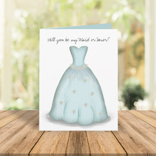 Werden Sie meine Trauzeugin Blue Watercolor Card s Karte