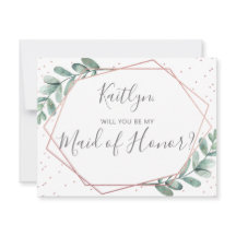 Werden Sie meine Trauzeugin Eukalyptus Geometric s