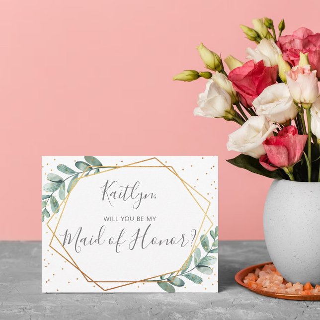 Werden Sie meine Trauzeugin Eukalyptus Geometric s (Von Creator hochgeladen)