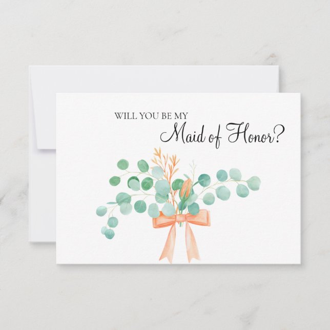 Werden Sie meine Trauzeugin Eukalyptus Peach (Vorderseite)