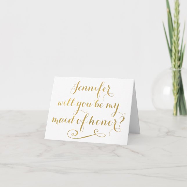 Werden Sie meine Trauzeugin GOLD Typografy Card se Einladung (Vorderseite)