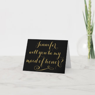 Werden Sie meine Trauzeugin GOLD Typografy Card se Einladung