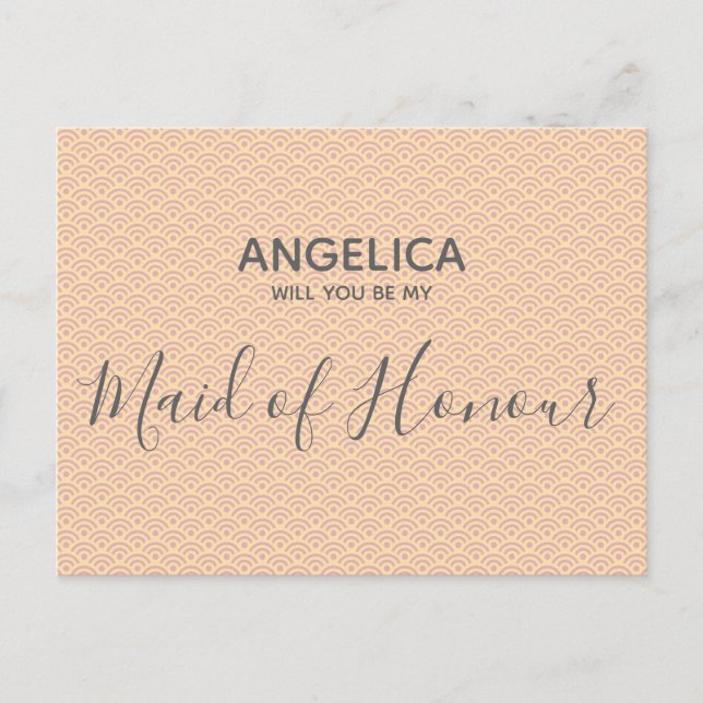 Werden Sie meine Trauzeugin Hübsch rosa Muster? Einladungspostkarte (Vorderseite)