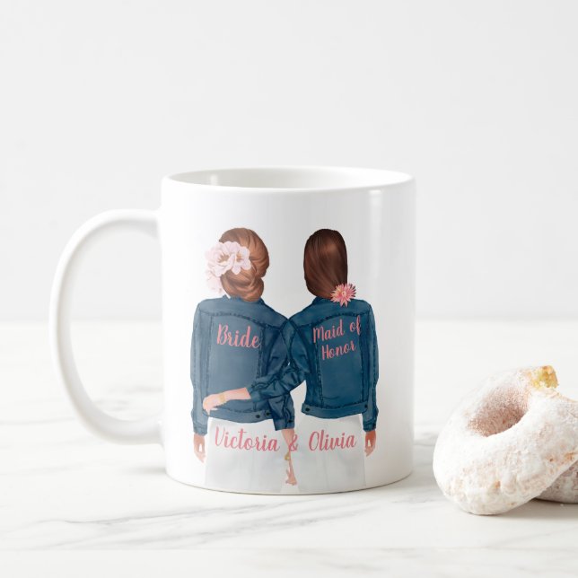 Werden Sie meine Trauzeugin Jean Jacket Tasse (Mit Donut)