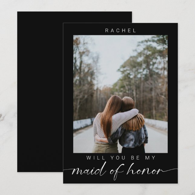 Werden Sie meine Trauzeugin Minimalistisch Foto Ch Einladung (Vorne/Hinten)