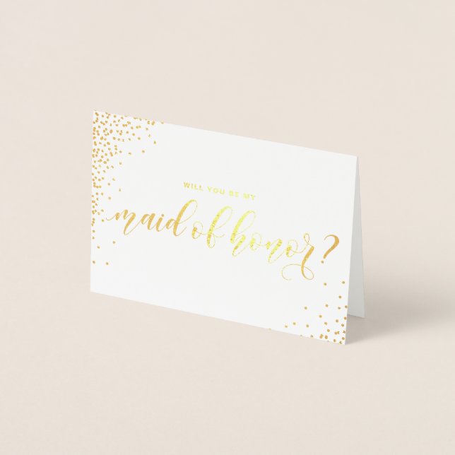 Werden Sie meine Trauzeugin Script Gold Foil Card Folienkarte (Vorderseite)