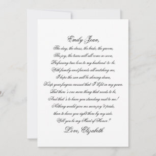 Werden Sie meine Trauzeugin-Script-Pocket-Karte