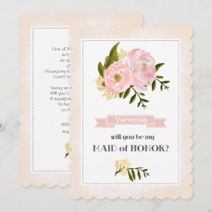 Werden Sie meine Trauzeugin sein? Blush Pink Peoni Einladung