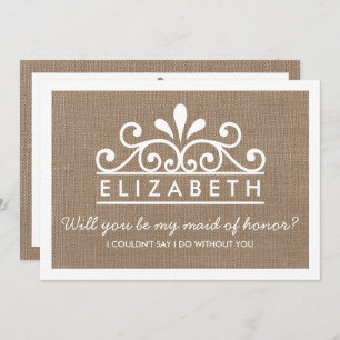 Werden Sie meine Trauzeugin sein? Burlap Tiara Car Einladung