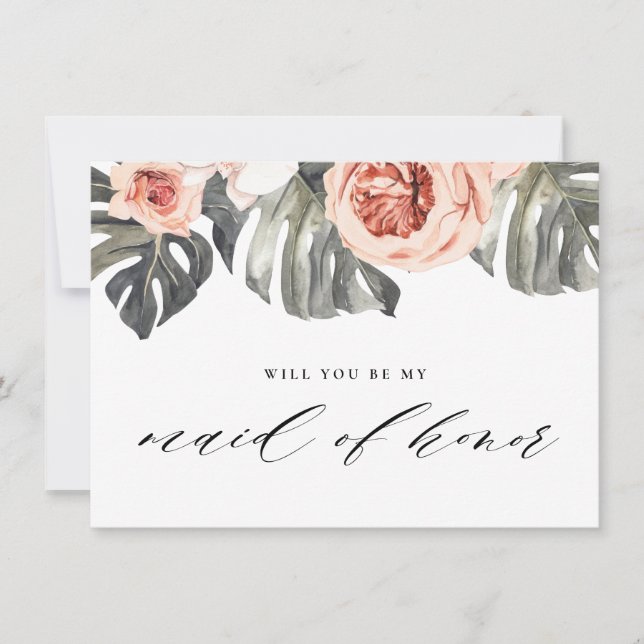 Werden Sie meine Trauzeugin sein Elegantropics? Einladung (Vorderseite)