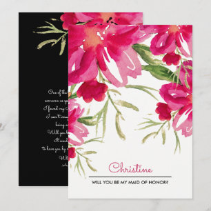 Werden Sie meine Trauzeugin sein? Fuchsia Floral Einladung