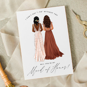 Werden Sie meine Trauzeugin sein? Mädchen in Gowns Einladung