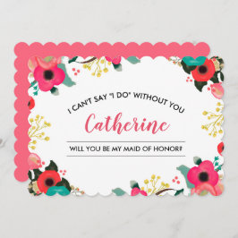 Werden Sie meine Trauzeugin sein? Modernes Blumenz Einladung