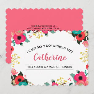 Werden Sie meine Trauzeugin sein? Modernes Blumenz Einladung