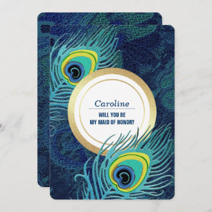 Werden Sie meine Trauzeugin sein? Peacock Feather Einladung