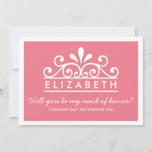 Werden Sie meine Trauzeugin sein? Pink Tiara Card Einladung