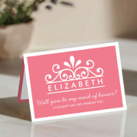 Werden Sie meine Trauzeugin sein? Pink Tiara Card