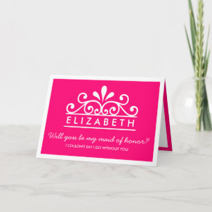 Werden Sie meine Trauzeugin sein? Pink Tiara Card Einladung