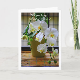 Werden Sie meine Trauzeugin sein, weiße Orchideen? Einladung