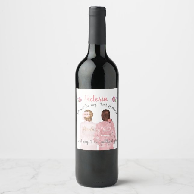 Werden Sie meine Trauzeugin Wein-Label blonde? Weinetikett (Vorderseite)