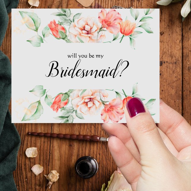 Werden Sie meine überwältigende Korallenkoralle Ro Einladung (Coral Rose Watercolor Bridesmaid!)