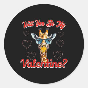 Werden Sie meine Valentine Funny Giraffine Valenti Runder Aufkleber
