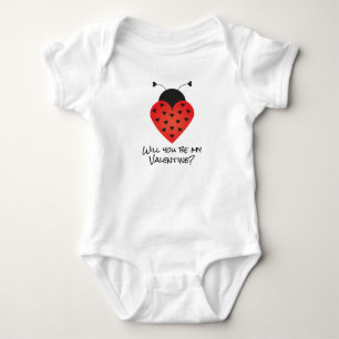 Werden Sie meine Valentine Ladybug Herz rot Schwar Baby Strampler